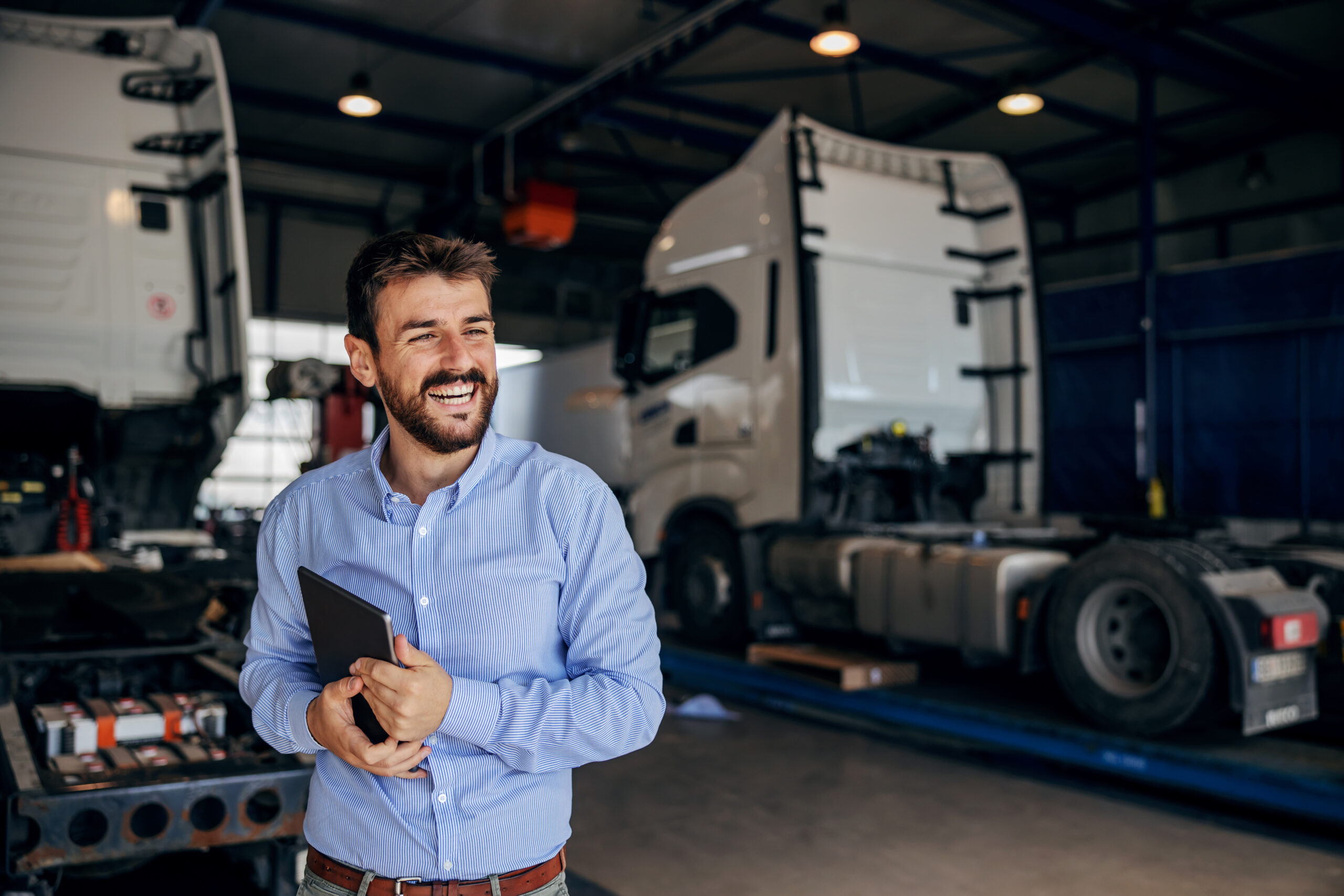 Smiling logistics manager.
